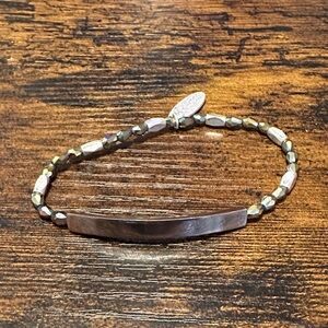 Plunder Metallic Gold-Bead Bar Bracelet